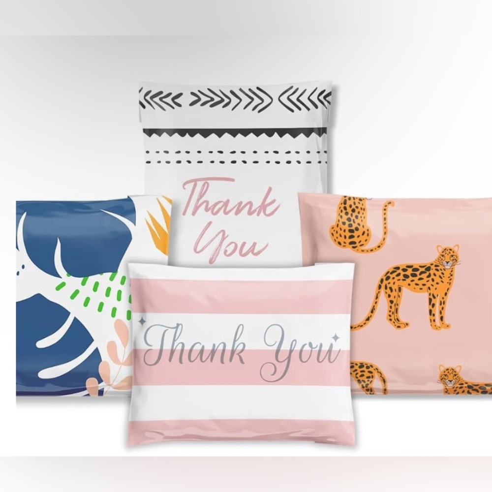 40 10”x13” 4 Designs Poly Mailer Bags Self Sealing & Reusable Shipping
